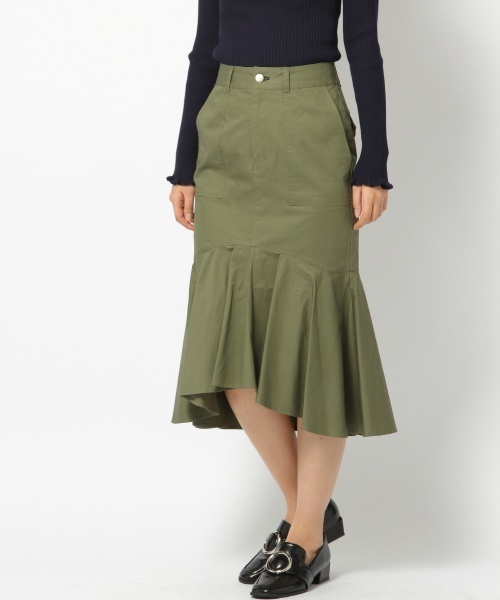 laboratory work（ラボラトリーワーク）の「ラッフル切替タイトスカート（スカート・レディース・ベージュ/カーキ/ブラック・MEDIUM）」の4枚目の写真