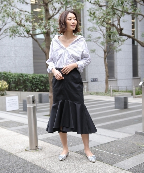 laboratory work（ラボラトリーワーク）の「ラッフル切替タイトスカート（スカート・レディース・ベージュ/カーキ/ブラック・MEDIUM）」の19枚目の写真