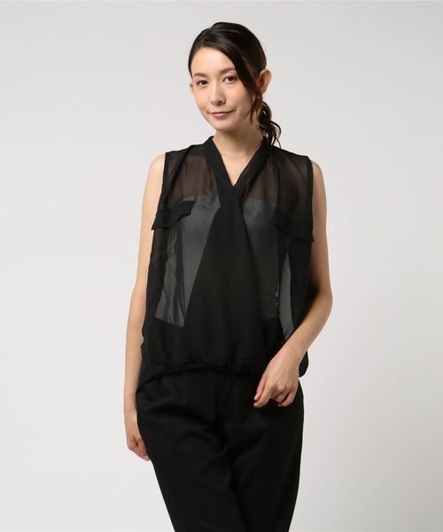 KOBE LETTUCE（コウベレタス）の「カシュクールクロスドレープシフォンブラウス（シャツ/ブラウス・レディース・ブラック/アイボリー/グリーン系その他/ブルー系その他/グレイッシュベージュ・FREE）」の8枚目の写真