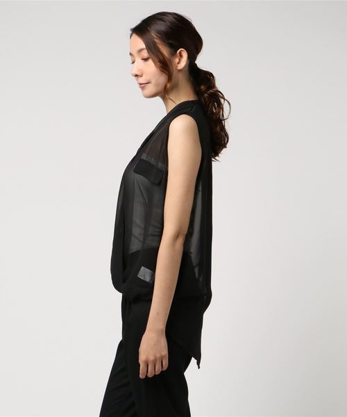 KOBE LETTUCE（コウベレタス）の「カシュクールクロスドレープシフォンブラウス（シャツ/ブラウス・レディース・ブラック/アイボリー/グリーン系その他/ブルー系その他/グレイッシュベージュ・FREE）」の6枚目の写真