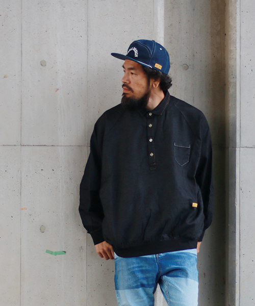 NATAL DESIGN（ネイタルデザイン）の「【ネイタルデザイン】DENIM SWEAT POLO B.I.G / デニムスウェットポロB.I.G（スウェット・メンズ・ブラック系その他/ワンウォッシュ/ブラック系その他2/インディゴブルー/ケミカルウォッシュ/ブラック系その他3・SMALL/MEDIUM/LARGE/X-SMALL）」の3枚目の写真