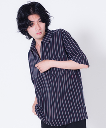 GGD SELECT / リングZIP ストライプ半袖シャツ