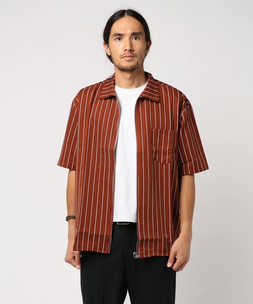 GGD SELECT(ジージーディー セレクト)の「GGD SELECT / リングZIP ストライプ半袖シャツ(シャツ/ブラウス・メンズ・ブラック/ダークブラウン/ネイビー/ブルー・M/L)」の8枚目の写真