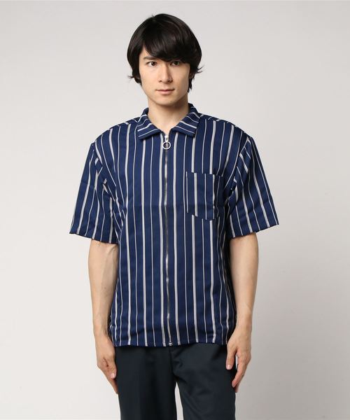 GGD SELECT(ジージーディー セレクト)の「GGD SELECT / リングZIP ストライプ半袖シャツ(シャツ/ブラウス・メンズ・ブラック/ダークブラウン/ネイビー/ブルー・M/L)」の10枚目の写真