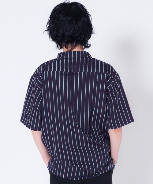 GGD SELECT(ジージーディー セレクト)の「GGD SELECT / リングZIP ストライプ半袖シャツ(シャツ/ブラウス・メンズ・ブラック/ダークブラウン/ネイビー/ブルー・M/L)」の13枚目の写真