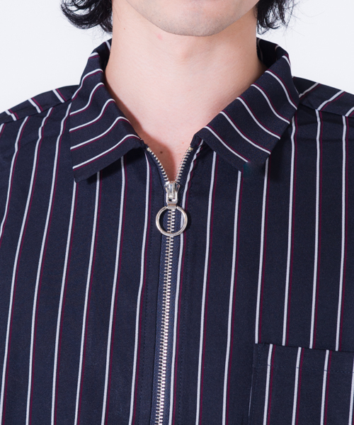 GGD SELECT(ジージーディー セレクト)の「GGD SELECT / リングZIP ストライプ半袖シャツ(シャツ/ブラウス・メンズ・ブラック/ダークブラウン/ネイビー/ブルー・M/L)」の14枚目の写真