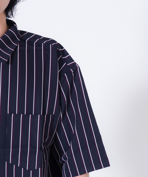 GGD SELECT(ジージーディー セレクト)の「GGD SELECT / リングZIP ストライプ半袖シャツ(シャツ/ブラウス・メンズ・ブラック/ダークブラウン/ネイビー/ブルー・M/L)」の15枚目の写真