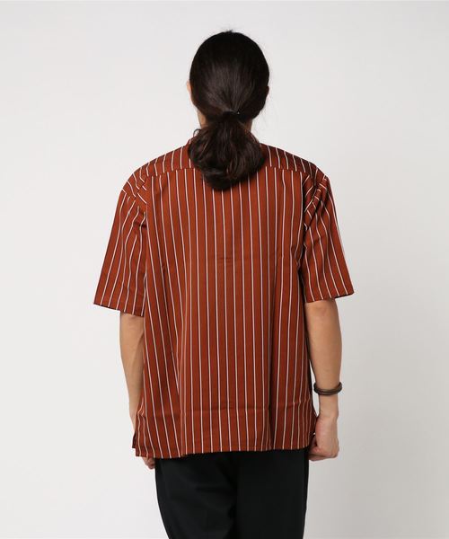 GGD SELECT(ジージーディー セレクト)の「GGD SELECT / リングZIP ストライプ半袖シャツ(シャツ/ブラウス・メンズ・ブラック/ダークブラウン/ネイビー/ブルー・M/L)」の6枚目の写真