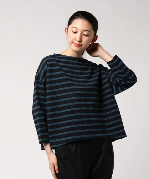 AMERICAN HOLIC（アメリカンホリック）の「ドロップショルダーボーダープルオーバー（Tシャツ/カットソー・レディース・アイボリー/ピンク/キャメル/ブラック/カーキ/ネイビー・FREE）」の4枚目の写真