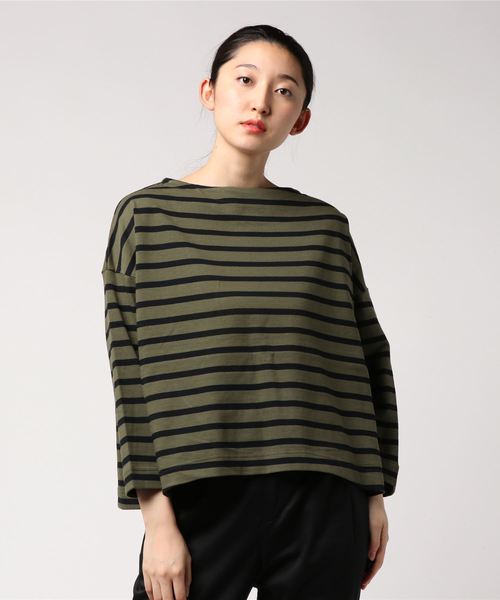 AMERICAN HOLIC（アメリカンホリック）の「ドロップショルダーボーダープルオーバー（Tシャツ/カットソー・レディース・アイボリー/ピンク/キャメル/ブラック/カーキ/ネイビー・FREE）」の3枚目の写真