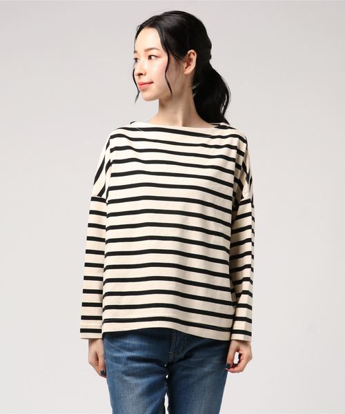 メンズ Tシャツ ボーダー ドロップショルダー プルオーバーa1195 セール】ドロップショルダーボーダープルオーバー（Tシャツ