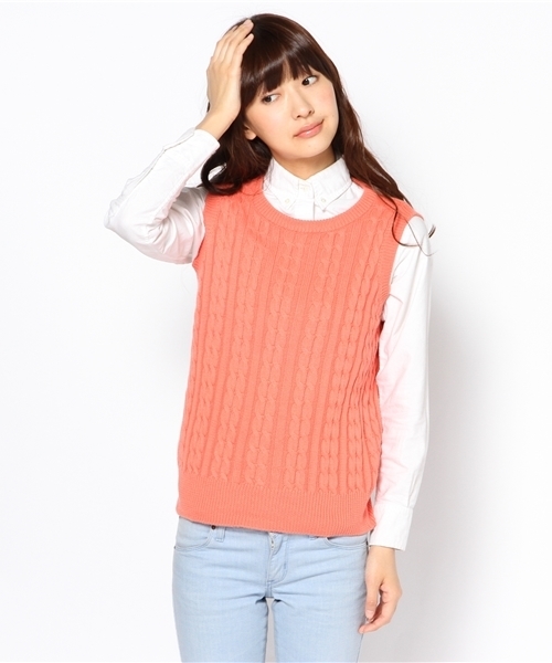 BEAMS BOY（ビームスボーイ）の「○BEAMS BOY / 7ゲージ ケーブル編み クルーベスト（ベスト・レディース・グレー/ベージュ/レッド系その他/ブルー系その他/ネイビー・ONE SIZE）」の11枚目の写真