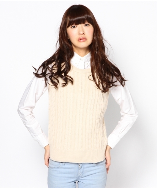 BEAMS BOY（ビームスボーイ）の「○BEAMS BOY / 7ゲージ ケーブル編み クルーベスト（ベスト・レディース・グレー/ベージュ/レッド系その他/ブルー系その他/ネイビー・ONE SIZE）」の14枚目の写真