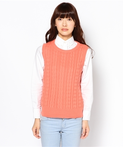 BEAMS BOY（ビームスボーイ）の「○BEAMS BOY / 7ゲージ ケーブル編み クルーベスト（ベスト・レディース・グレー/ベージュ/レッド系その他/ブルー系その他/ネイビー・ONE SIZE）」の10枚目の写真