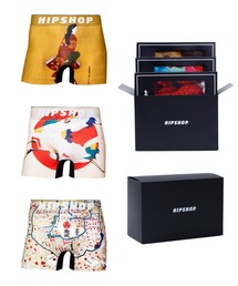 HIPSHOP（ヒップショップ）の「Series3 シリーズ3 HIPSHOP ボクサーパンツ 3枚セット ギフトボックス入 メンズ レディース ユニセックス ポリエステルタイプ アンダーパンツ【1】 新生活（ボクサーパンツ）」
