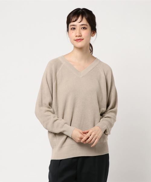 CRAFT STANDARD BOUTIQUE(クラフトスタンダードブティック)の「Vネックドルマンニットプルオーバー ○(ニット/セーター・レディース・ベージュ/ネイビー/アイボリー/グレー系その他・M/L)」の11枚目の写真