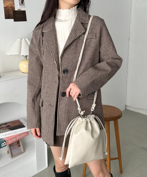 CLEA（クレア）の「2WAY 巾着 ミニショルダー（ショルダーバッグ・レディース・アイボリー/ブラック/ベージュ/オリーブ/ブラウン/グリーン/ゴールド/シルバー・FREE）」の12枚目の写真