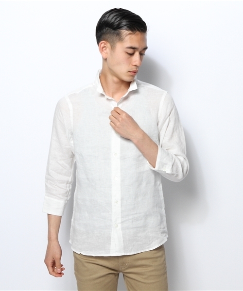 BEAMS（ビームス）の「○BEAMS / リネン 7分袖 カプリシャツ（シャツ/ブラウス・メンズ・ブルー/ネイビー/ピンク/ロイヤルブルー/オフホワイト・LARGE/SMALL/MEDIUM/X-LARGE/X-SMALL）」の15枚目の写真