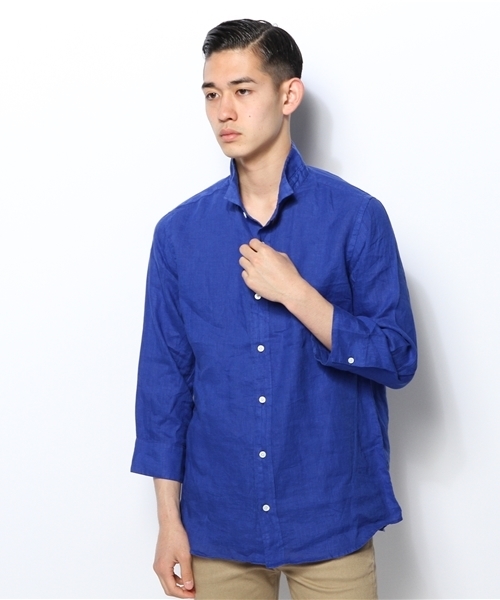 BEAMS（ビームス）の「○BEAMS / リネン 7分袖 カプリシャツ（シャツ/ブラウス・メンズ・ブルー/ネイビー/ピンク/ロイヤルブルー/オフホワイト・LARGE/SMALL/MEDIUM/X-LARGE/X-SMALL）」の13枚目の写真