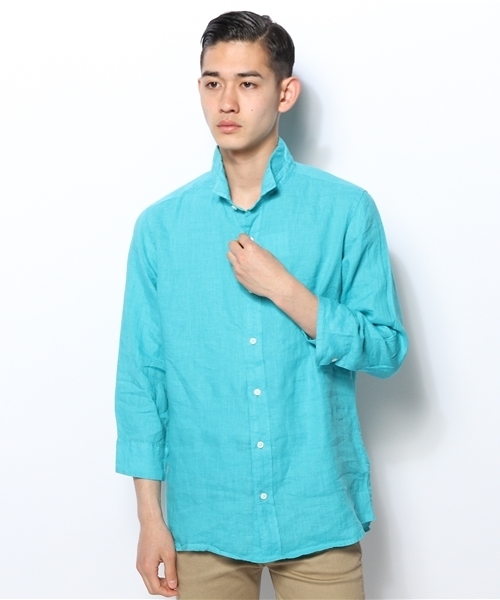 BEAMS（ビームス）の「○BEAMS / リネン 7分袖 カプリシャツ（シャツ/ブラウス・メンズ・ブルー/ネイビー/ピンク/ロイヤルブルー/オフホワイト・LARGE/SMALL/MEDIUM/X-LARGE/X-SMALL）」の21枚目の写真