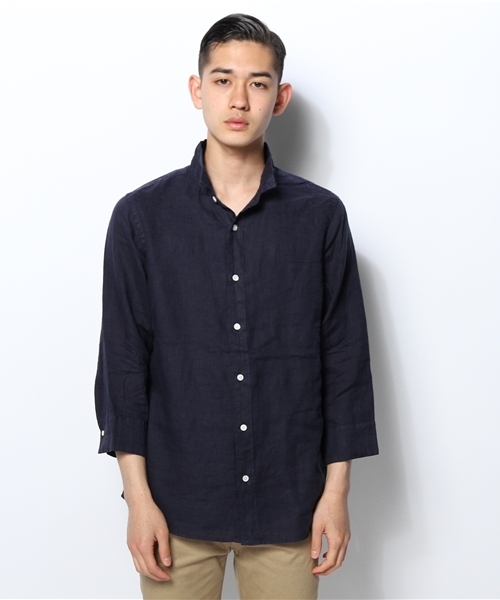 BEAMS（ビームス）の「○BEAMS / リネン 7分袖 カプリシャツ（シャツ/ブラウス・メンズ・ブルー/ネイビー/ピンク/ロイヤルブルー/オフホワイト・LARGE/SMALL/MEDIUM/X-LARGE/X-SMALL）」の7枚目の写真