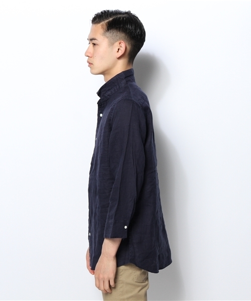 BEAMS（ビームス）の「○BEAMS / リネン 7分袖 カプリシャツ（シャツ/ブラウス・メンズ・ブルー/ネイビー/ピンク/ロイヤルブルー/オフホワイト・LARGE/SMALL/MEDIUM/X-LARGE/X-SMALL）」の8枚目の写真