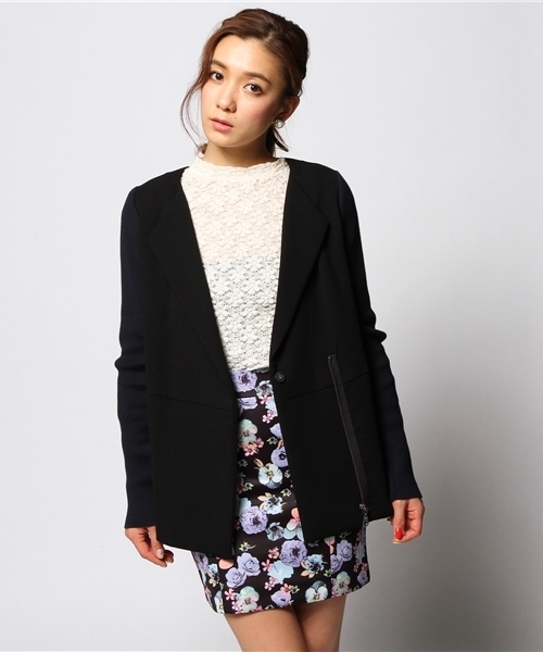 FREE'S SHOP（フリーズショップ）の「ダブルクロスジャケット（テーラードジャケット・レディース・ホワイト/ネイビー・FREE）」の2枚目の写真