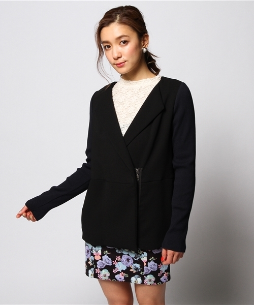 FREE'S SHOP（フリーズショップ）の「ダブルクロスジャケット（テーラードジャケット・レディース・ホワイト/ネイビー・FREE）」の9枚目の写真