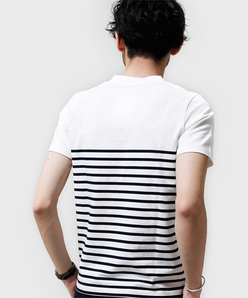 NANO universe（ナノユニバース）の「パネルボーダーポケットTee S/S（Tシャツ/カットソー・メンズ・ホワイト/グレー/チャコールグレー・SMALL/MEDIUM/X-LARGE/LARGE）」の5枚目の写真