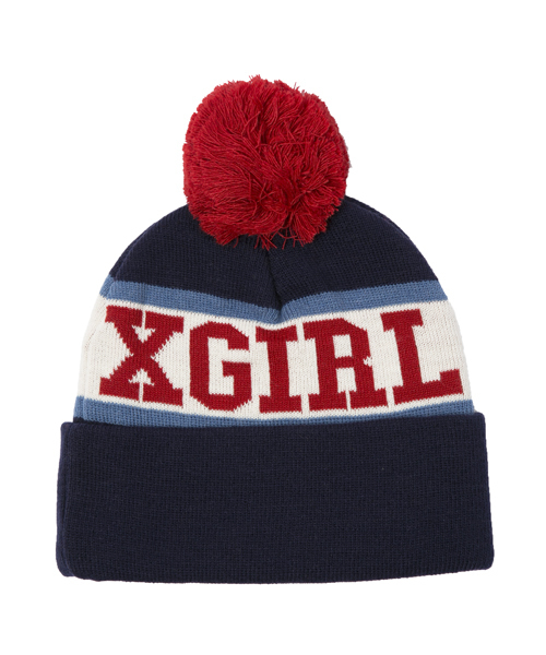 X-girl（エックスガール）の「SKI KNIT CAP（ニットキャップ/ビーニー・レディース・アッシュグレー/レッド/ブルー/ネイビー・ONE SIZE）」の3枚目の写真