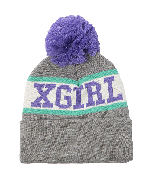 X-girl（エックスガール）の「SKI KNIT CAP（ニットキャップ/ビーニー・レディース・アッシュグレー/レッド/ブルー/ネイビー・ONE SIZE）」の2枚目の写真