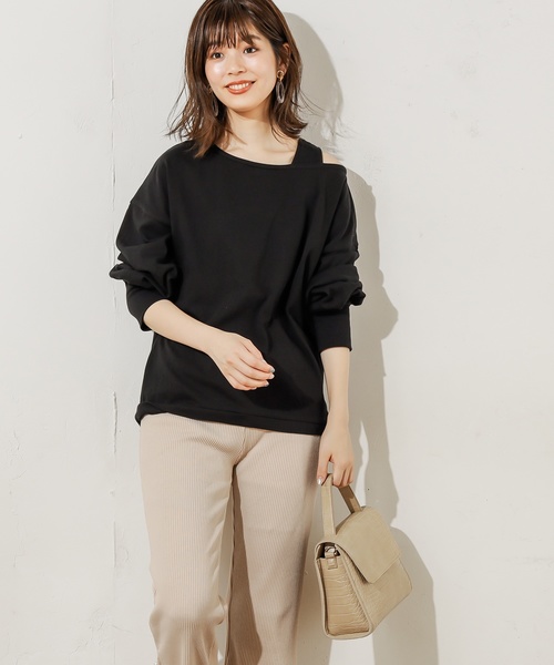 natural couture（ナチュラルクチュール）の「ワンショル肌見せトップス（Tシャツ/カットソー・レディース・アイボリー/ブラック/ブラウン/イエロー・FREE）」の16枚目の写真