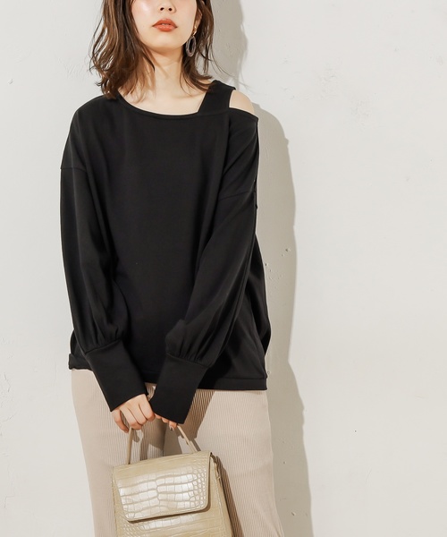 natural couture（ナチュラルクチュール）の「ワンショル肌見せトップス（Tシャツ/カットソー・レディース・アイボリー/ブラック/ブラウン/イエロー・FREE）」の18枚目の写真