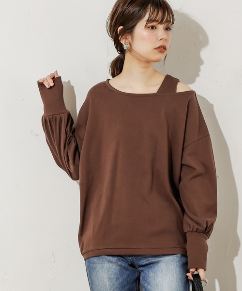 natural couture（ナチュラルクチュール）の「ワンショル肌見せトップス（Tシャツ/カットソー・レディース・アイボリー/ブラック/ブラウン/イエロー・FREE）」の21枚目の写真