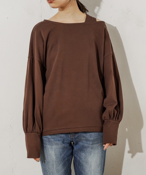 natural couture（ナチュラルクチュール）の「ワンショル肌見せトップス（Tシャツ/カットソー・レディース・アイボリー/ブラック/ブラウン/イエロー・FREE）」の17枚目の写真