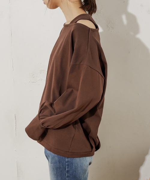 natural couture（ナチュラルクチュール）の「ワンショル肌見せトップス（Tシャツ/カットソー・レディース・アイボリー/ブラック/ブラウン/イエロー・FREE）」の19枚目の写真
