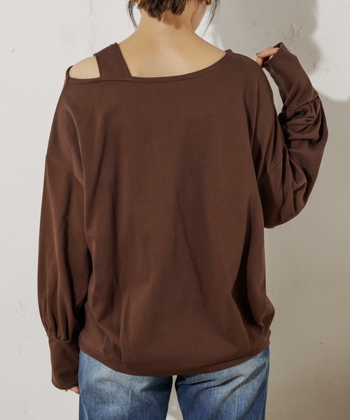 natural couture（ナチュラルクチュール）の「ワンショル肌見せトップス（Tシャツ/カットソー・レディース・アイボリー/ブラック/ブラウン/イエロー・FREE）」の11枚目の写真