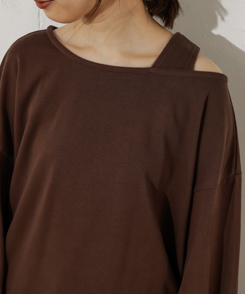 natural couture（ナチュラルクチュール）の「ワンショル肌見せトップス（Tシャツ/カットソー・レディース・アイボリー/ブラック/ブラウン/イエロー・FREE）」の6枚目の写真