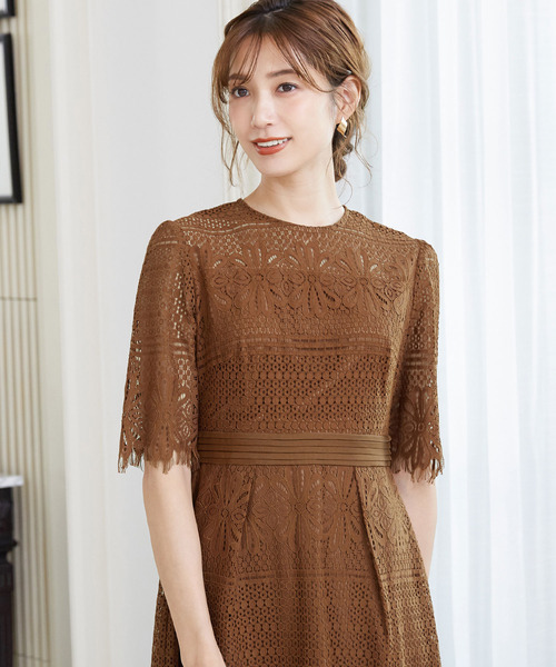 新品本物 異素材mix幾何学モチーフレースコクーンシルエット結婚式ワンピースドレス ドレス Www Paleyrealty Com