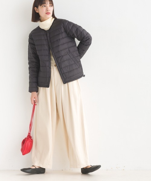 OMNES（オムネス）の「【ユニセックス】高密度ナイロンインナーダウンノーカラージャケット（ダウンジャケット/コート・レディース・ブラック/ベージュ/ネイビー/カーキ/キャメル/アイボリー・SMALL/MEDIUM/LARGE/X-LARGE/XX-LARGE）」の18枚目の写真