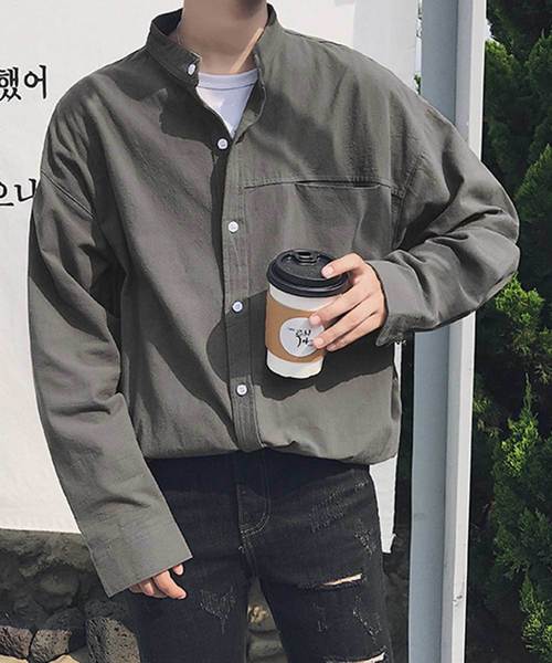 MGV（エムジーヴィー）の「バンドカラーオーバーサイズシャツ（シャツ/ブラウス・メンズ・ホワイト/ブラック/オリーブ/ネイビー・MEDIUM/LARGE/X-LARGE/XX-LARGE）」の4枚目の写真