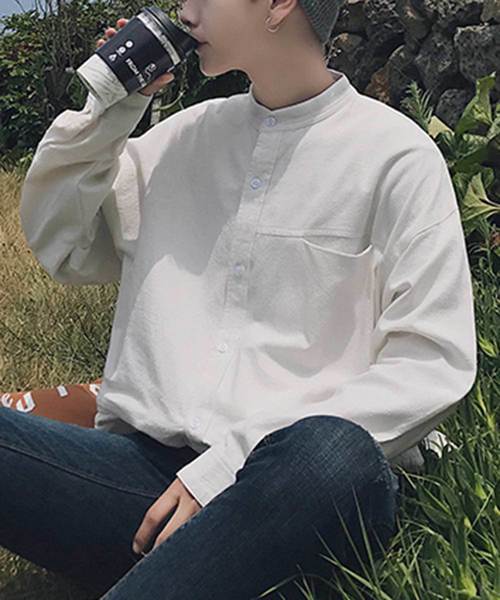 MGV（エムジーヴィー）の「バンドカラーオーバーサイズシャツ（シャツ/ブラウス・メンズ・ホワイト/ブラック/オリーブ/ネイビー・MEDIUM/LARGE/X-LARGE/XX-LARGE）」の6枚目の写真