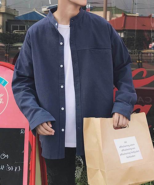 MGV（エムジーヴィー）の「バンドカラーオーバーサイズシャツ（シャツ/ブラウス・メンズ・ホワイト/ブラック/オリーブ/ネイビー・MEDIUM/LARGE/X-LARGE/XX-LARGE）」の12枚目の写真