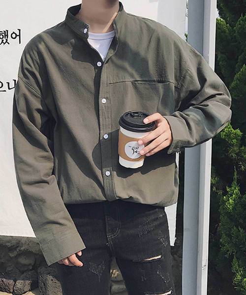 MGV（エムジーヴィー）の「バンドカラーオーバーサイズシャツ（シャツ/ブラウス・メンズ・ホワイト/ブラック/オリーブ/ネイビー・MEDIUM/LARGE/X-LARGE/XX-LARGE）」の20枚目の写真