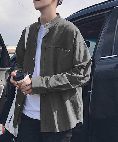 MGV（エムジーヴィー）の「バンドカラーオーバーサイズシャツ（シャツ/ブラウス・メンズ・ホワイト/ブラック/オリーブ/ネイビー・MEDIUM/LARGE/X-LARGE/XX-LARGE）」の19枚目の写真