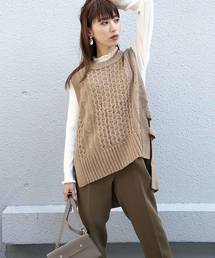 【WEB限定】バルキーニットケーブル編みベスト