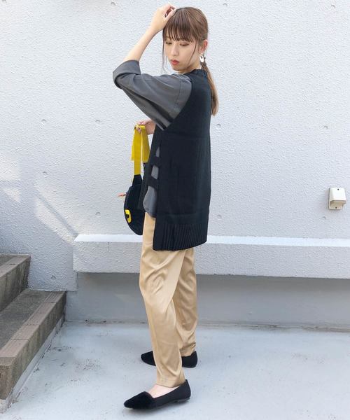 PICCIN（ピッチン）の「【WEB限定】バルキーニットケーブル編みベスト（ベスト・レディース・ブラック/オフホワイト/モカ/ベージュ・MEDIUM）」の16枚目の写真