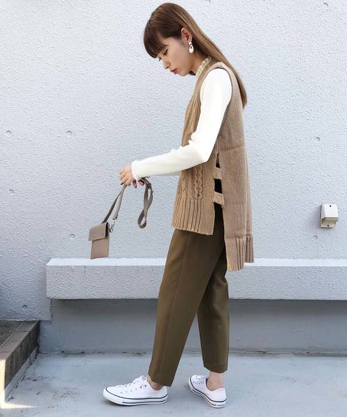 PICCIN（ピッチン）の「【WEB限定】バルキーニットケーブル編みベスト（ベスト・レディース・ブラック/オフホワイト/モカ/ベージュ・MEDIUM）」の20枚目の写真