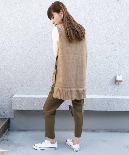 PICCIN（ピッチン）の「【WEB限定】バルキーニットケーブル編みベスト（ベスト・レディース・ブラック/オフホワイト/モカ/ベージュ・MEDIUM）」の10枚目の写真