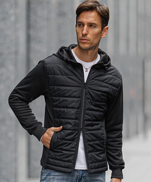 SOMEDIFF（サムディフ）の「【SOMEDIFF】フロント中綿ジャケット パーカー メンズ ダブルジップパーカー フルジップ セットアップ対応 春服 冬服（ダウンジャケット/コート・メンズ・ブラック系その他/カーキ/ブラック/ベージュ/ネイビー/ブラック系/チャコール/グレー系・LL/M/L/XL）」の19枚目の写真